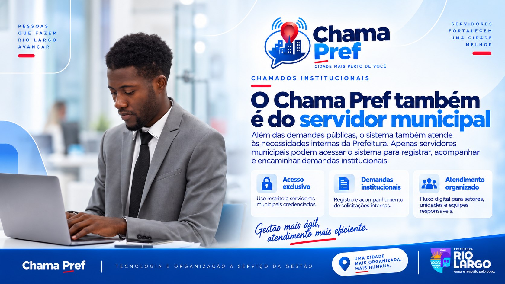 Chamados institucionais do ChamaPref para servidores municipais registrarem, acompanharem e encaminharem demandas internas.